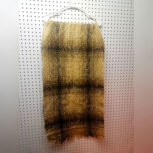 Blackcock Mohair Plaid Wool Scarf in Tan and Black Scotland